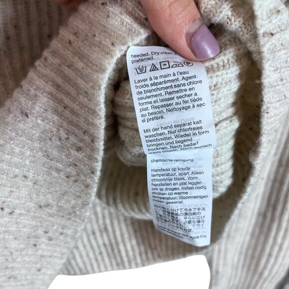 J.Crew Donegal Merino Wool Blend Sweater Roll Neck Beige Oatmeal XS Ribbed Cozy - Picture 6 of 9